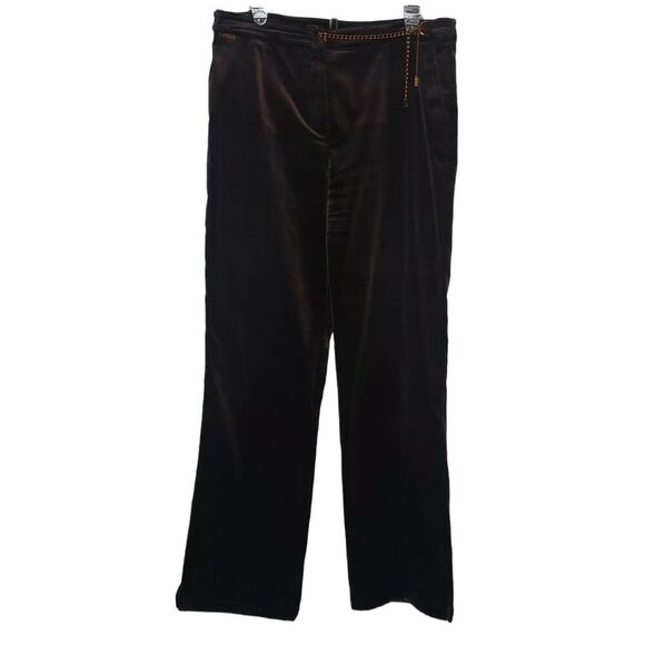 ST. JOHN Sport Pants Sz 12 Brown Velvet Velour  Chain Detail - Picture 1 of 4
